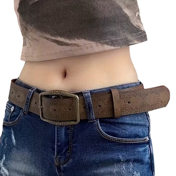 Embossed Leather Brown Belt - Picture 2 of 2